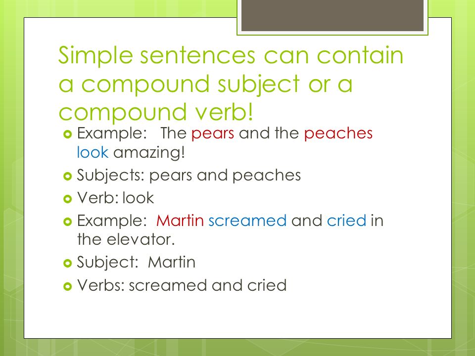 write a simple sentence with a compound subject